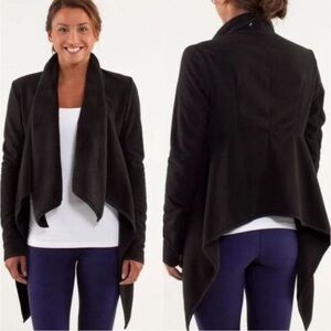 Lululemon Presence Of Mind Jacket Fleece Wrap‎ Cardi Zip Sleeve Black